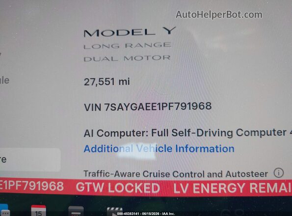 7SAYGAEE1PF791968 2023 TESLA MODEL Y Gray Rear seats view