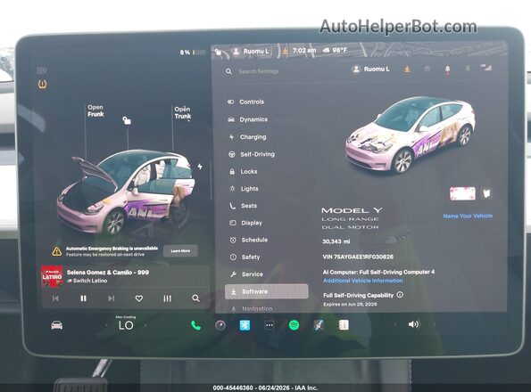 7SAYGAEE1RF030828 2024 TESLA MODEL Y White Вид задніх сидінь