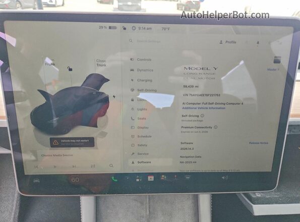 7SAYGAEE1SF221753 2025 TESLA MODEL Black Widok zestawu wskaźników