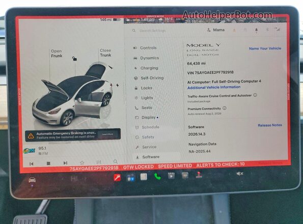 7SAYGAEE2PF792918 2023 TESLA MODEL White Instrument cluster view