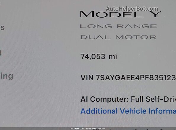 7SAYGAEE4PF835123 2023 TESLA MODEL Y Gray 