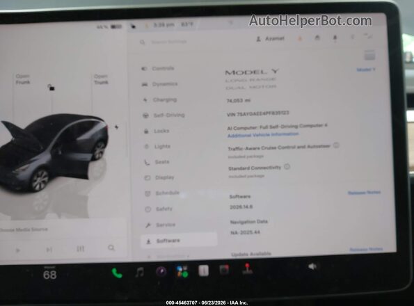 7SAYGAEE4PF835123 2023 TESLA MODEL Y Gray Հետևի նստատեղերի տեսք
