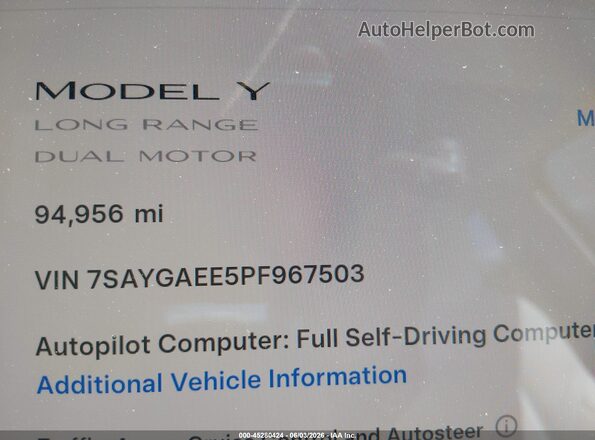 7SAYGAEE5PF967503 2023 TESLA MODEL Y Gray 