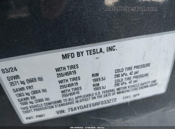 7SAYGAEE6RF033272 2024 TESLA MODEL Y Black Вид підкапотного простору
