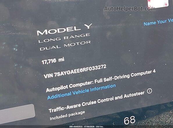 7SAYGAEE6RF033272 2024 TESLA MODEL Y Black 
