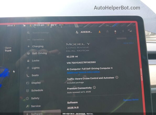 7SAYGAEE7RF063560 2024 TESLA MODEL Y Blue Հետևի նստատեղերի տեսք