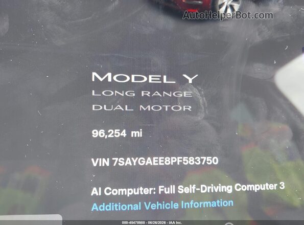 7SAYGAEE8PF583750 2023 TESLA MODEL Y Navy Вид задних сидений