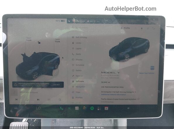 7SAYGAEE9PF902802 2023 TESLA MODEL Y Gray Vista de los asientos traseros