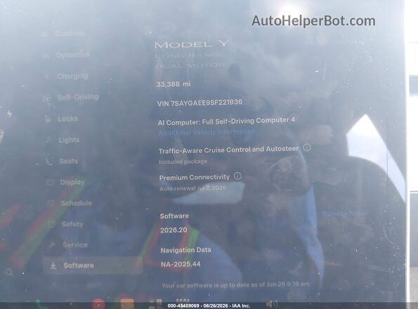 7SAYGAEE9SF221936 2025 TESLA MODEL Y Серый Вид задних сидений