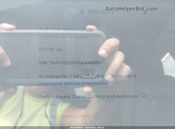 7SAYGDED0RA328180 2024 TESLA MODEL Y Белый 