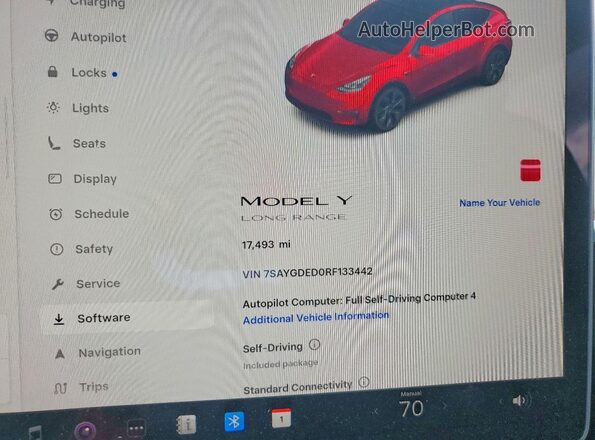 7SAYGDED0RF133442 2024 TESLA MODEL Red Vista del cuadro de instrumentos