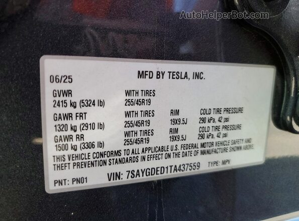 7SAYGDED1TA437559 2026 TESLA MODEL Two Tone 