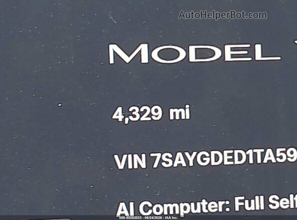 7SAYGDED1TA597862 2026 TESLA MODEL Y White 