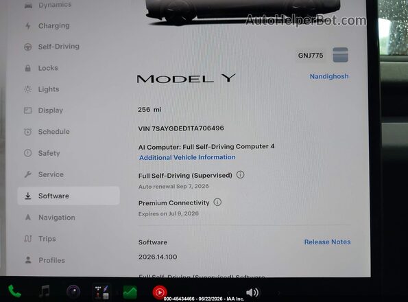 7SAYGDED1TA706496 2026 TESLA MODEL Y Navy Vista de los asientos traseros
