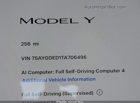 7SAYGDED1TA706496 2026 TESLA MODEL Y Navy 