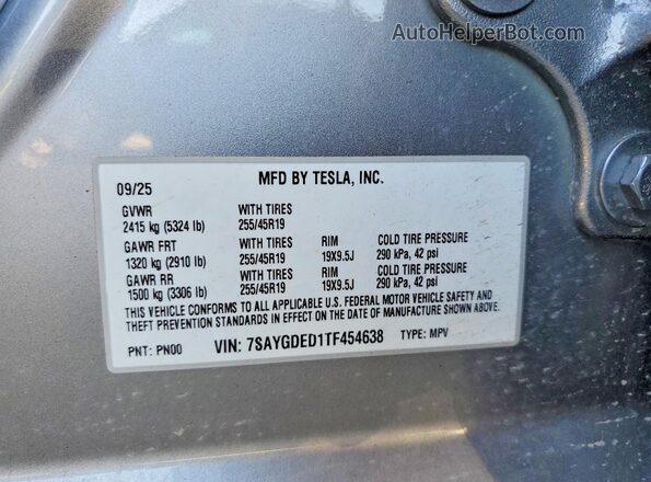 7SAYGDED1TF454638 2026 TESLA MODEL Silver 