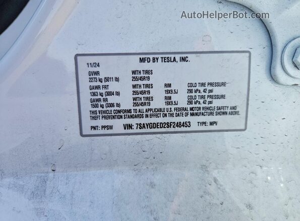 7SAYGDED2SF248453 2025 TESLA MODEL Silver 