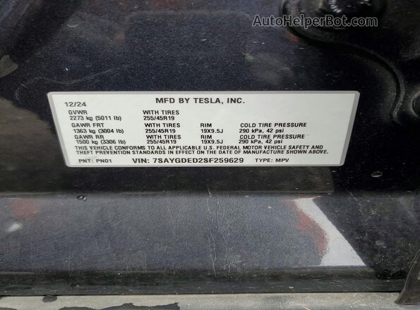 7SAYGDED2SF259629 2025 TESLA MODEL Charcoal Շարժիչի բաժամունքի տեսք