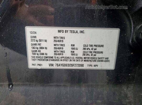 7SAYGDED2SF272090 2025 TESLA MODEL Gray 
