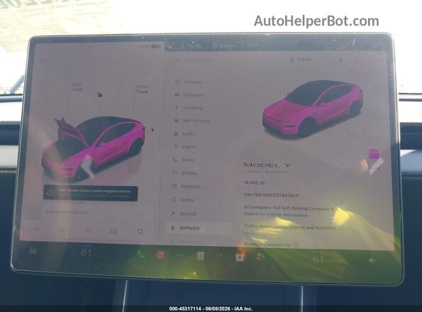 7SAYGDED2TA475611 2026 TESLA MODEL Y White Հետևի նստատեղերի տեսք