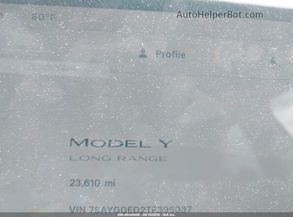 7SAYGDED2TF396037 2026 TESLA MODEL Y Gray Vista interior de 360 grados