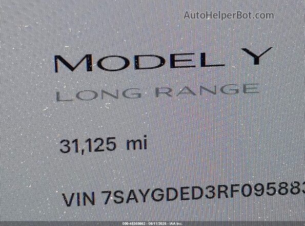 7SAYGDED3RF095883 2024 TESLA MODEL Y Белый 