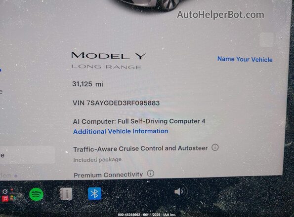 7SAYGDED3RF095883 2024 TESLA MODEL Y Белый Вид задних сидений