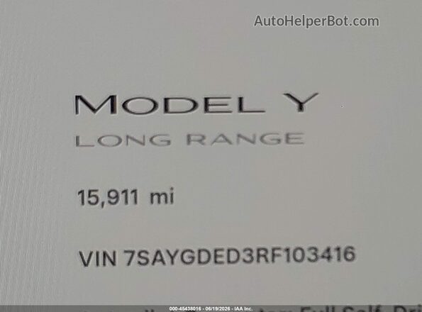7SAYGDED3RF103416 2024 TESLA MODEL Y Black 