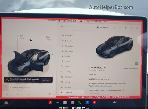 7SAYGDED3RF103416 2024 TESLA MODEL Y Black Rear seats view