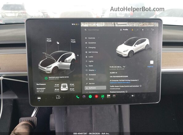 7SAYGDED4RF214265 2024 TESLA MODEL Y White უკანა სავარძლების ხედი