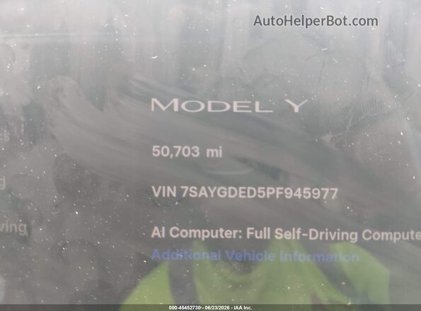 7SAYGDED5PF945977 2023 TESLA MODEL Y Gray 