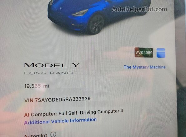 7SAYGDED5RA333939 2024 TESLA MODEL Синий 