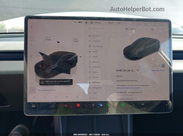 7SAYGDED5TA607440 2026 TESLA MODEL Y Серый 