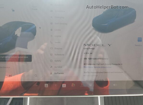 7SAYGDED5TF524612 2026 TESLA MODEL Blue Սարքավորումների վահանակի տեսք