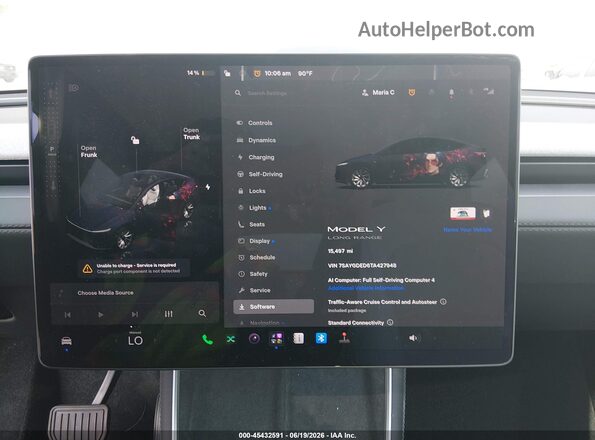 7SAYGDED6TA427948 2026 TESLA MODEL Y Серый Вид задних сидений