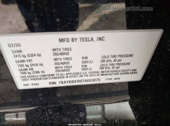 7SAYGDED6TA653875 2026 TESLA MODEL Y Черный Вид подкапотного пространства