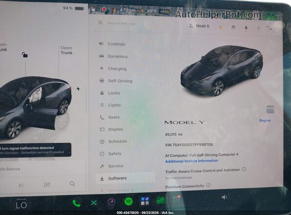 7SAYGDED7PF968709 2023 TESLA MODEL Y Серый Вид задних сидений
