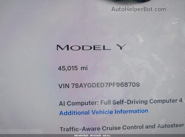 7SAYGDED7PF968709 2023 TESLA MODEL Y Серый 