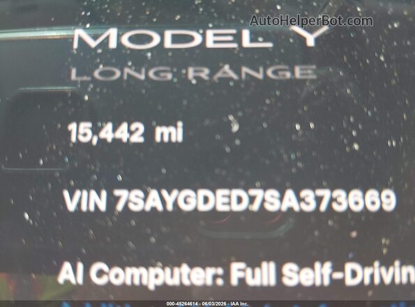 7SAYGDED7SA373669 2025 TESLA MODEL Y Белый 