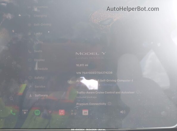 7SAYGDED7SA374238 2025 TESLA MODEL Y Белый Вид задних сидений
