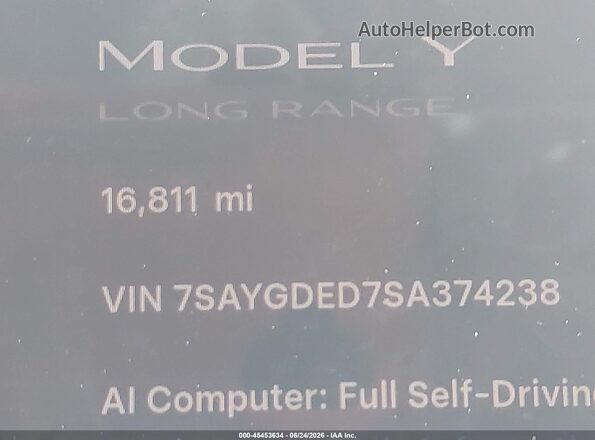 7SAYGDED7SA374238 2025 TESLA MODEL Y Белый 