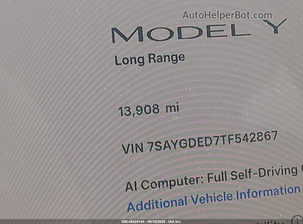 7SAYGDED7TF542867 2026 TESLA MODEL Y Black 
