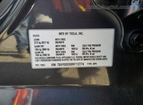 7SAYGDED8RF112774 2024 TESLA MODEL Gray 