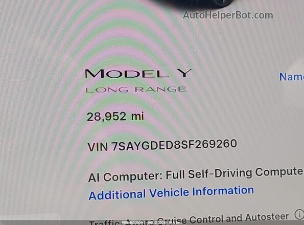 7SAYGDED8SF269260 2025 TESLA MODEL Y Gray 