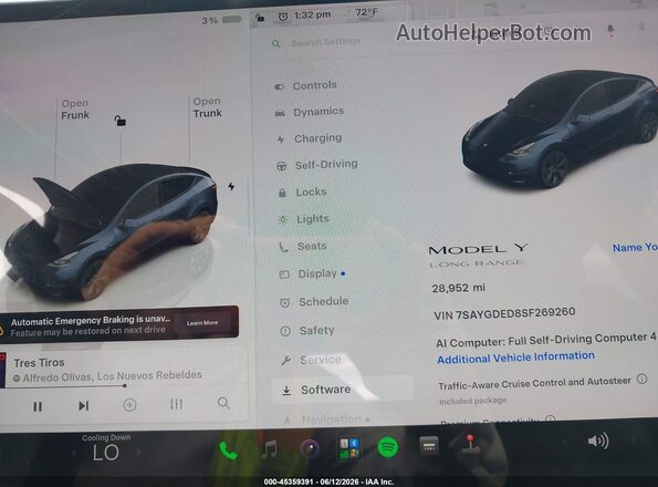 7SAYGDED8SF269260 2025 TESLA MODEL Y Gray 