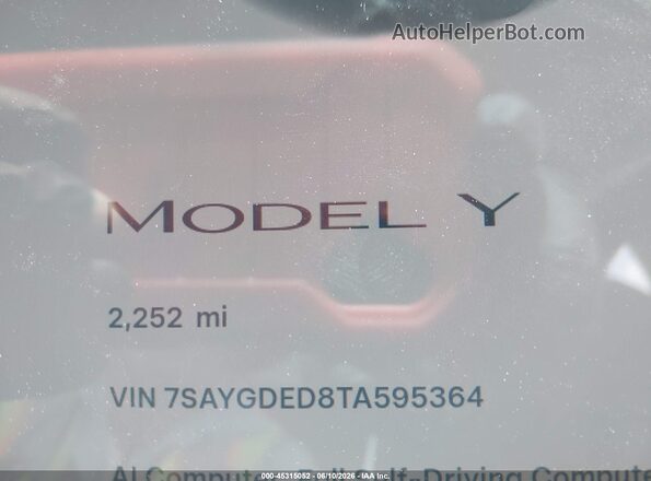 7SAYGDED8TA595364 2026 TESLA MODEL Y Gray 