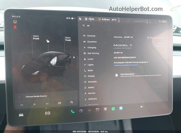 7SAYGDED9RA310874 2024 TESLA MODEL Y Black 