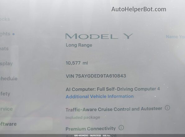 7SAYGDED9TA610843 2026 TESLA MODEL Y Серый Вид задних сидений
