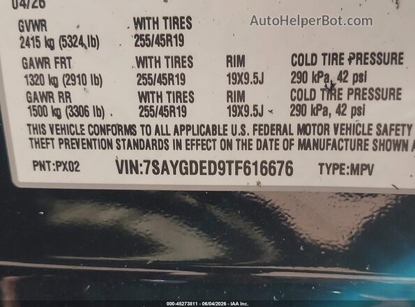 7SAYGDED9TF616676 2026 TESLA MODEL Y Black Շարժիչի բաժամունքի տեսք