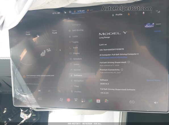 7SAYGDED9TF616676 2026 TESLA MODEL Y Black Հետևի նստատեղերի տեսք